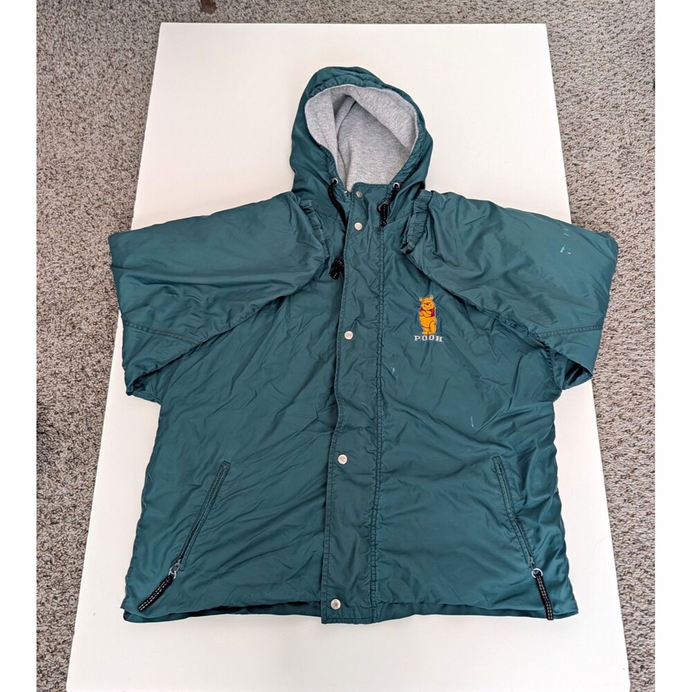 Vintage 1990s Original Disney Store Winnie the Pooh Adult Green Hooded Jacket